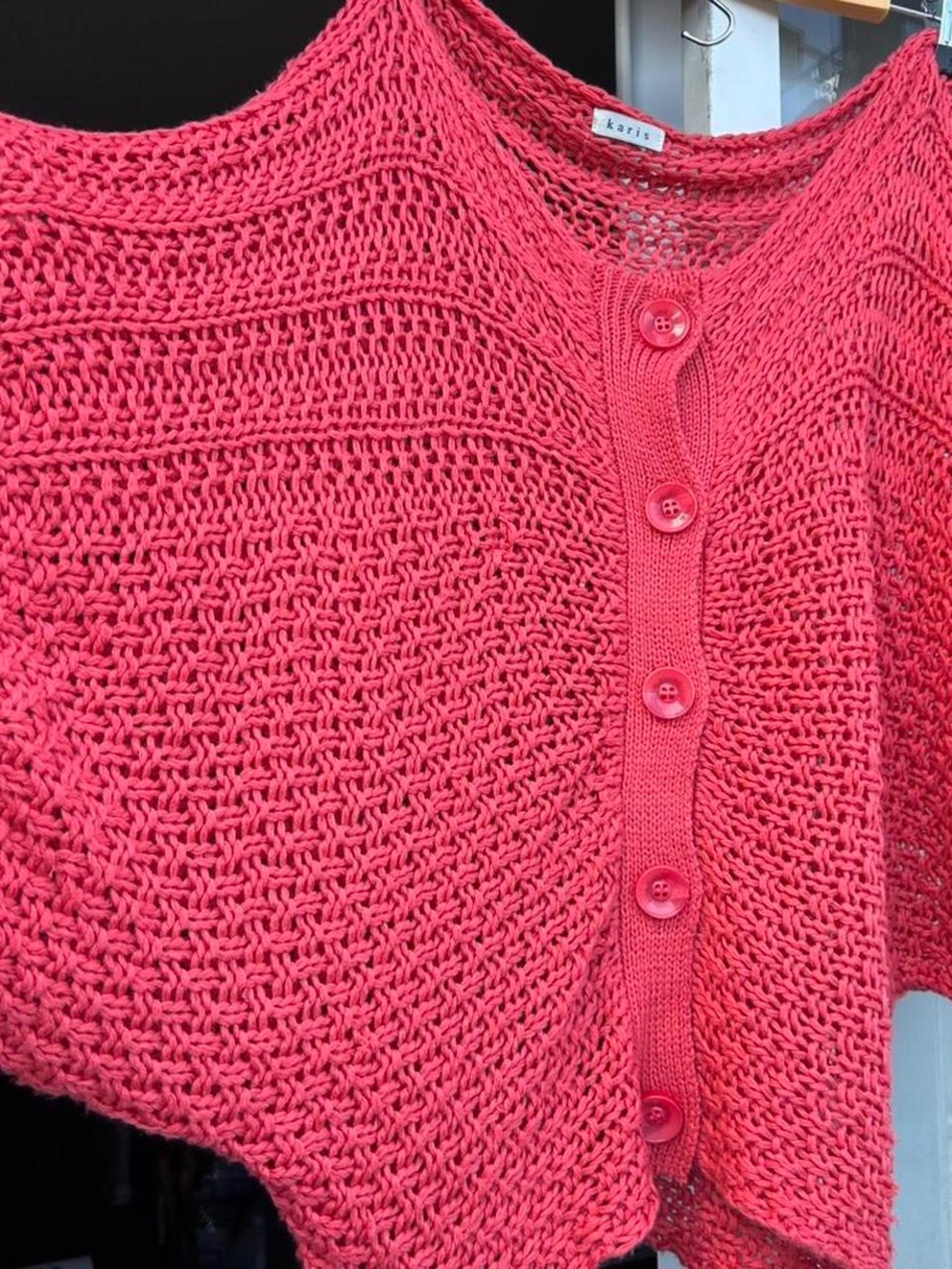 Vintage Coral Knit Button-Front Cardigan